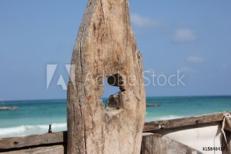 Bild på Wooden Post  Kiwengwa Beach Zanzibar Island Tanzania Indian Ocean Africa